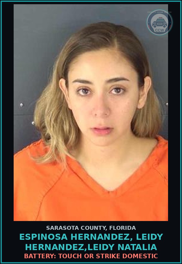 Booking mugshot of ESPINOSA HERNANDEZ, LEIDY HERNANDEZ,LEIDY NATALIA in Sarasota County