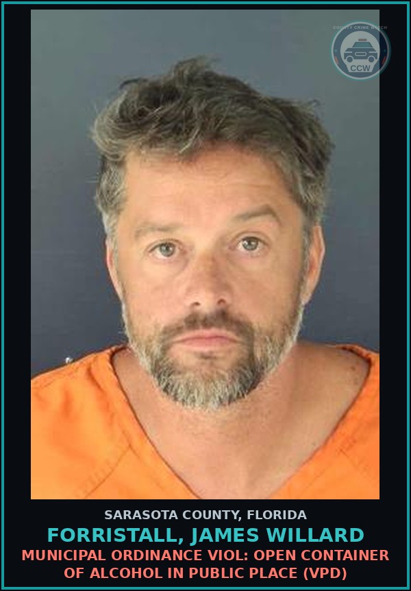 Booking mugshot of FORRISTALL, JAMES WILLARD in Sarasota County