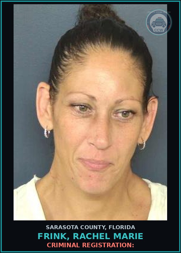 Booking mugshot of FRINK, RACHEL MARIE in Sarasota County