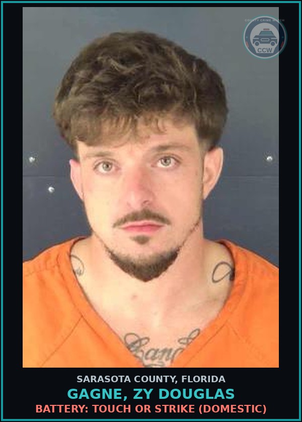 Booking mugshot of GAGNE, ZY DOUGLAS in Sarasota County