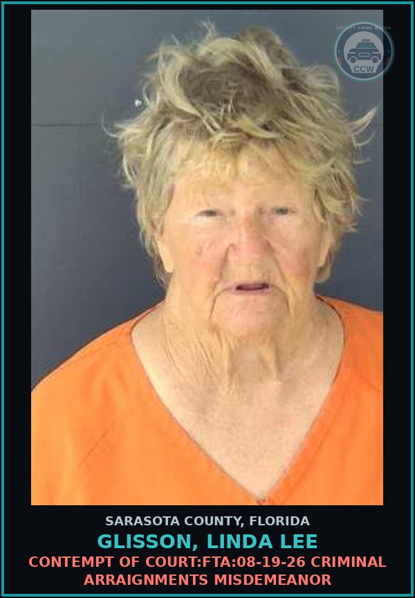 Booking mugshot of GLISSON, LINDA LEE in Sarasota County