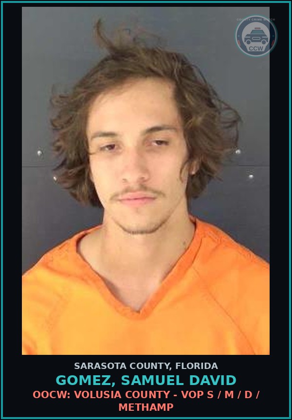 Booking mugshot of GOMEZ, SAMUEL DAVID in Sarasota County