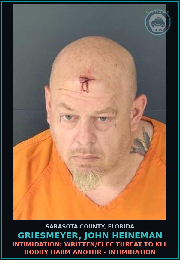 Booking mugshot of GRIESMEYER, JOHN HEINEMAN in Sarasota County