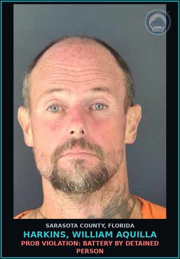 Booking mugshot of HARKINS, WILLIAM AQUILLA in Sarasota County