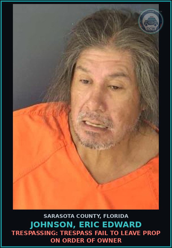 Booking mugshot of JOHNSON, ERIC EDWARD in Sarasota County