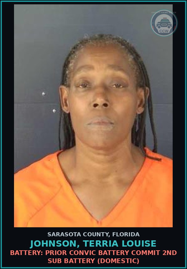 Booking mugshot of JOHNSON, TERRIA LOUISE in Sarasota County