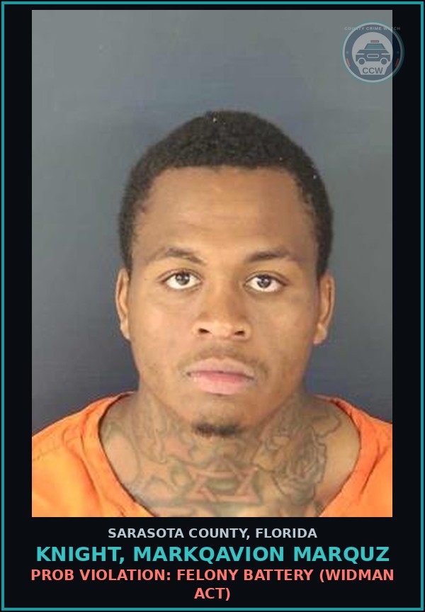 Booking mugshot of KNIGHT, MARKQAVION MARQUZ in Sarasota County