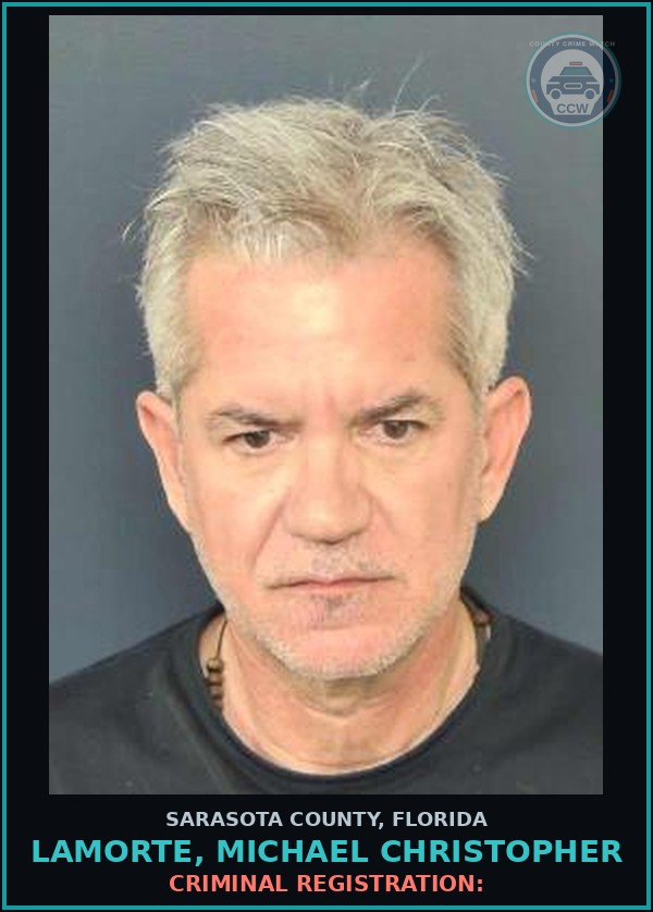 Booking mugshot of LAMORTE, MICHAEL CHRISTOPHER in Sarasota County