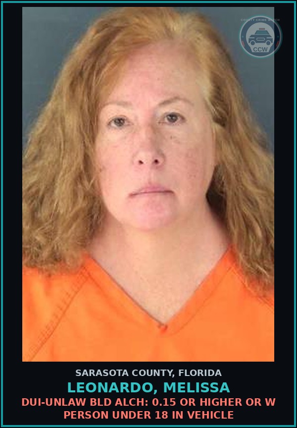 Booking mugshot of LEONARDO, MELISSA in Sarasota County