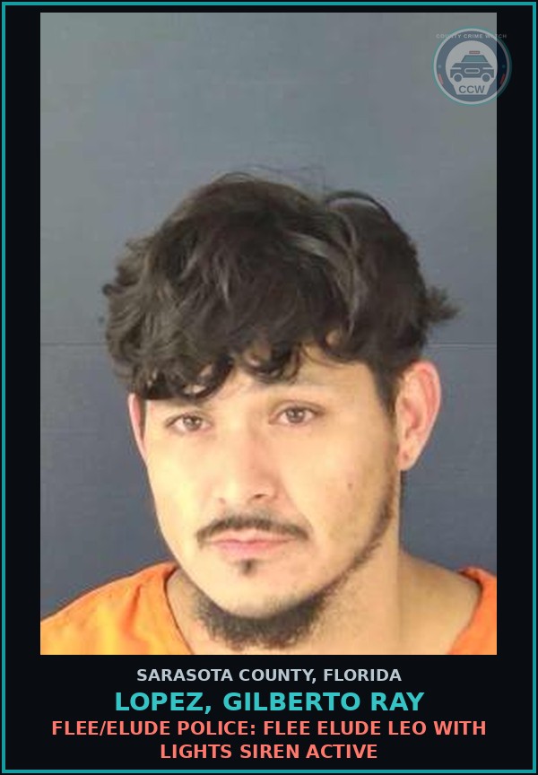 Booking mugshot of LOPEZ, GILBERTO RAY in Sarasota County