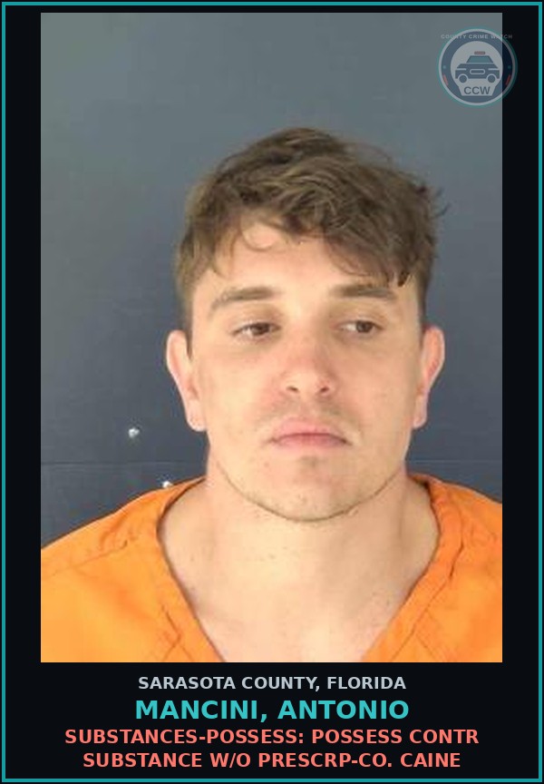 Booking mugshot of MANCINI, ANTONIO in Sarasota County