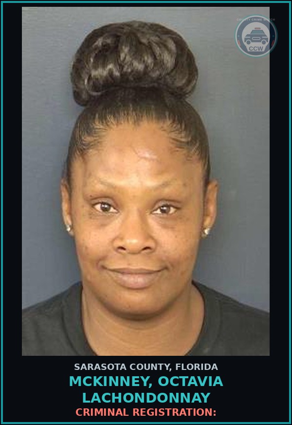 Booking mugshot of MCKINNEY, OCTAVIA LACHONDONNAY in Sarasota County