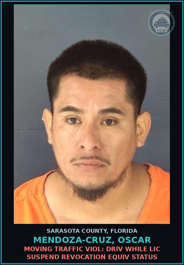 Booking mugshot of MENDOZA-CRUZ, OSCAR in Sarasota County