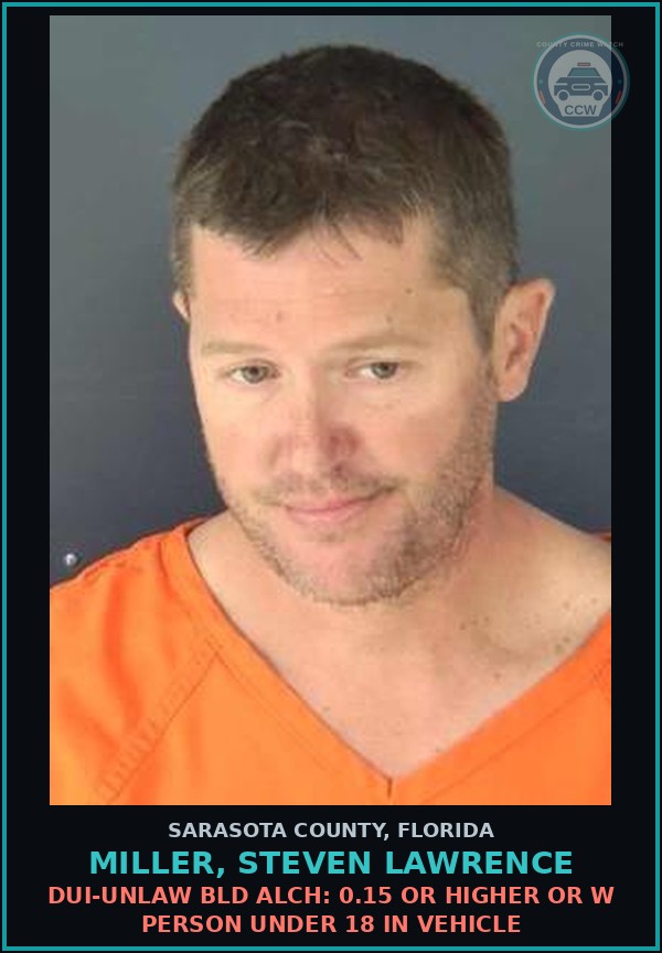 Booking mugshot of MILLER, STEVEN LAWRENCE in Sarasota County