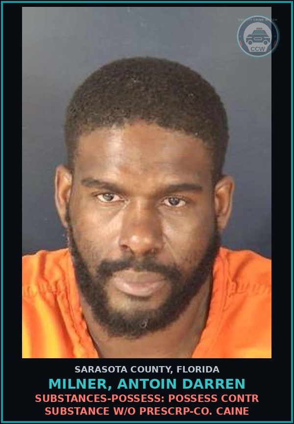 Booking mugshot of MILNER, ANTOIN DARREN in Sarasota County