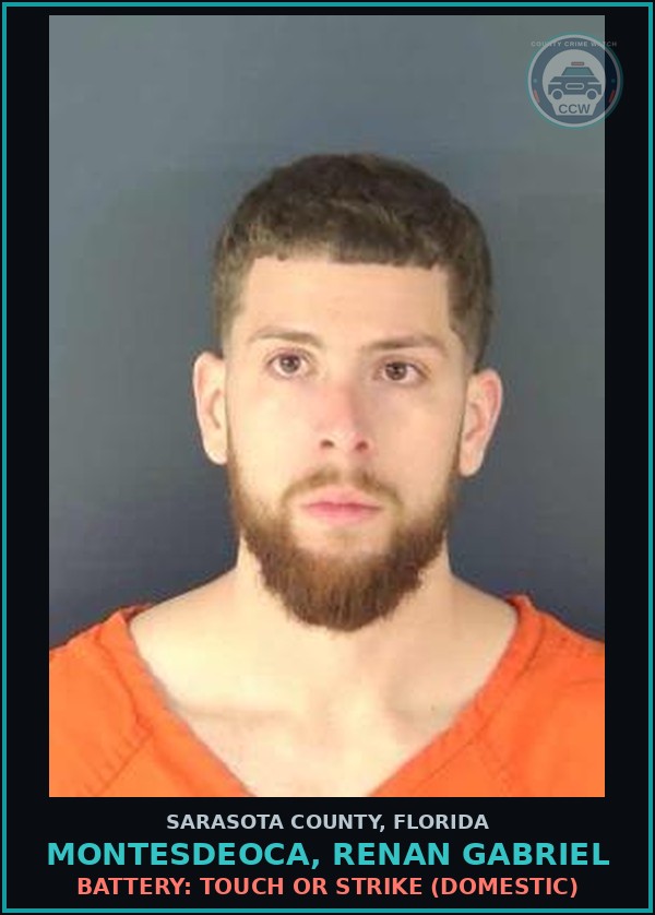 Booking mugshot of MONTESDEOCA, RENAN GABRIEL in Sarasota County