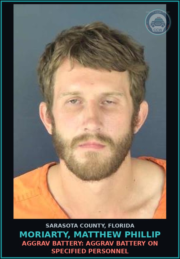 Booking mugshot of MORIARTY, MATTHEW PHILLIP in Sarasota County