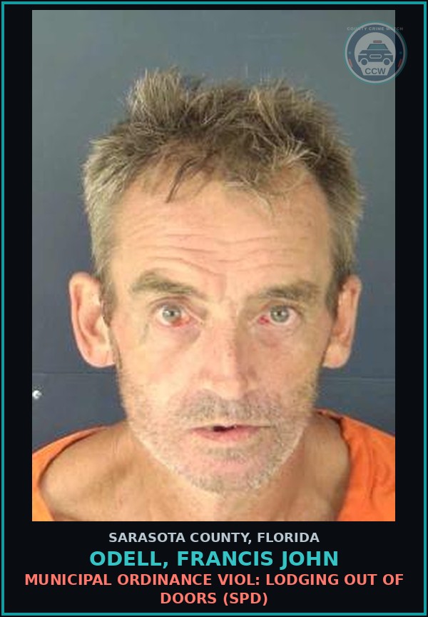 Booking mugshot of ODELL, FRANCIS JOHN in Sarasota County