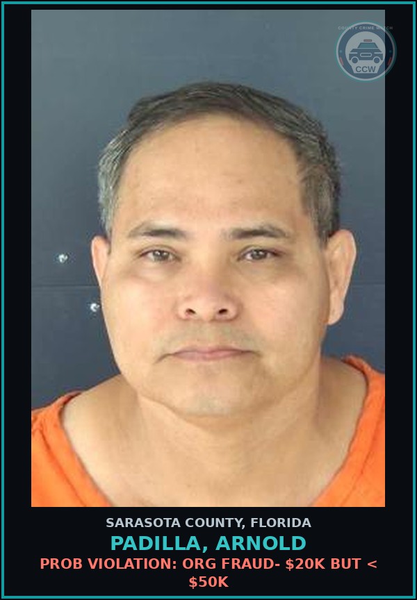 Booking mugshot of PADILLA, ARNOLD in Sarasota County