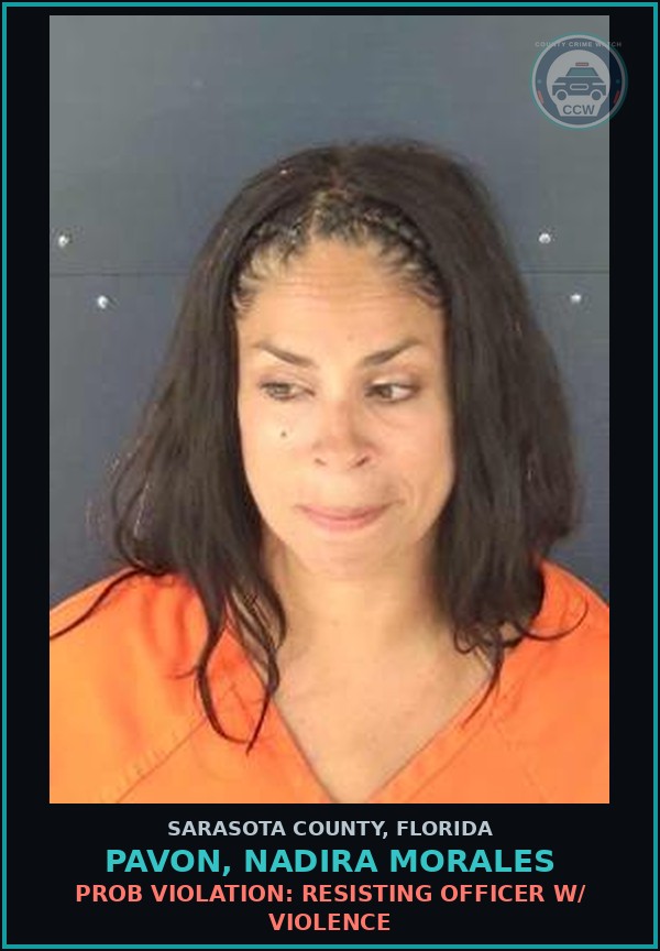 Booking mugshot of PAVON, NADIRA MORALES in Sarasota County