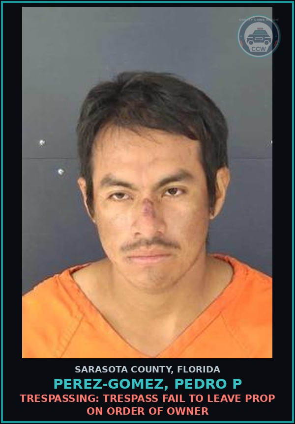 Booking mugshot of PEREZ-GOMEZ, PEDRO P in Sarasota County
