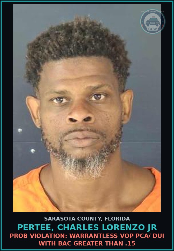 Booking mugshot of PERTEE, CHARLES LORENZO JR in Sarasota County