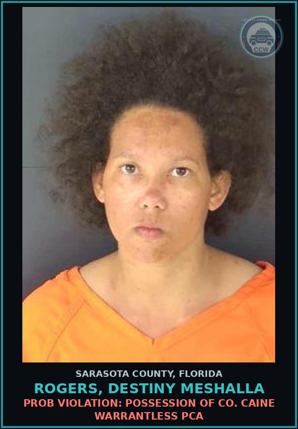 Booking mugshot of ROGERS, DESTINY MESHALLA in Sarasota County
