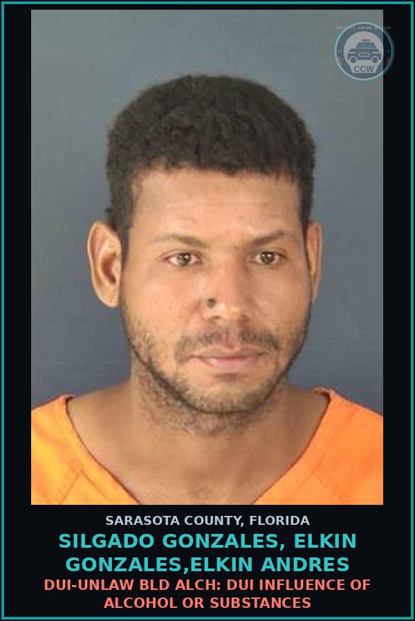 Booking mugshot of SILGADO GONZALES, ELKIN GONZALES,ELKIN ANDRES in Sarasota County