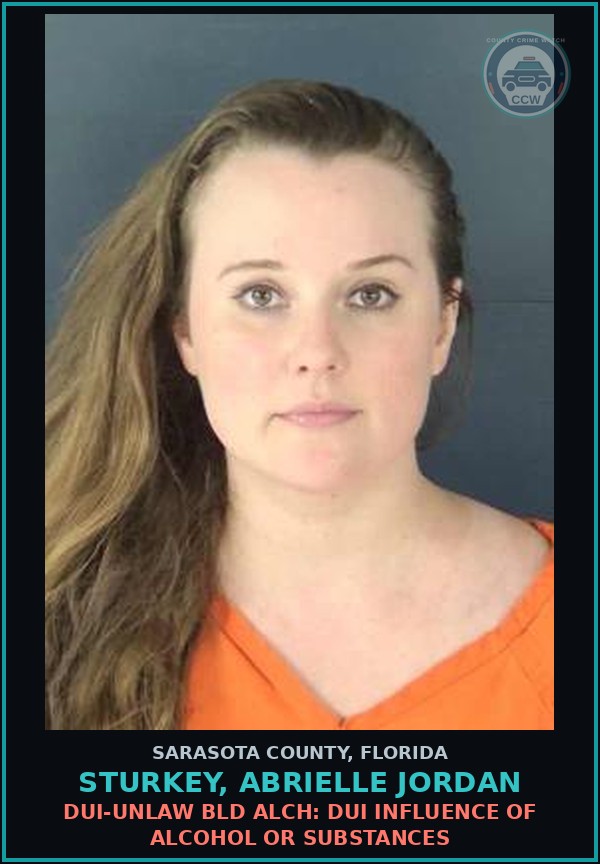 Booking mugshot of STURKEY, ABRIELLE JORDAN in Sarasota County
