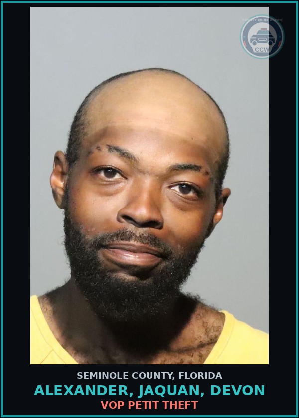 Booking mugshot of ALEXANDER, JAQUAN, DEVON in Seminole County