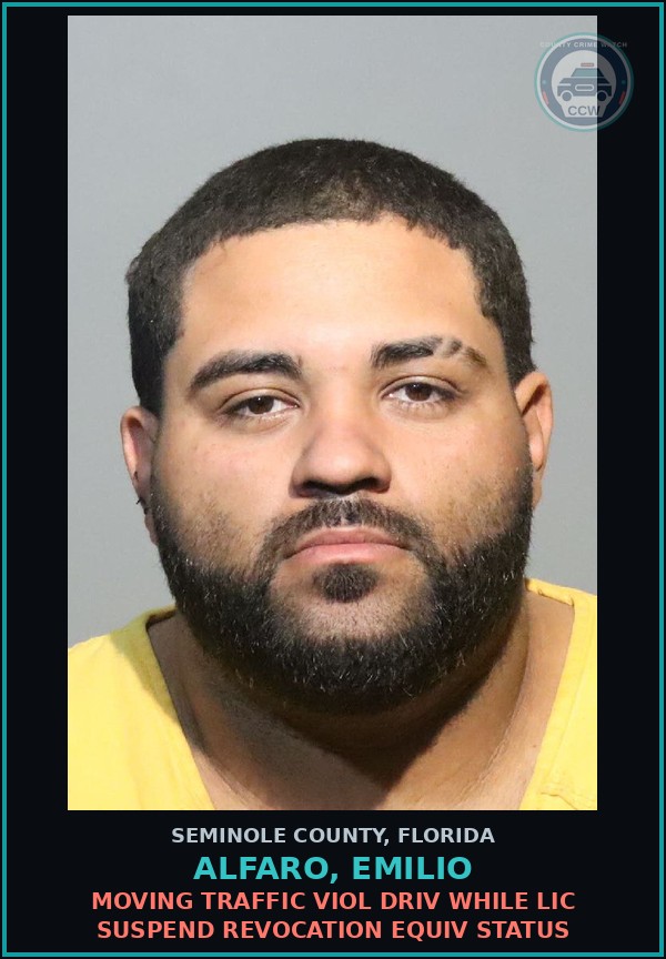Booking mugshot of ALFARO, EMILIO in Seminole County