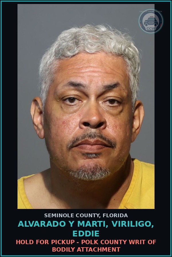 Booking mugshot of ALVARADO Y MARTI, VIRILIGO, EDDIE in Seminole County