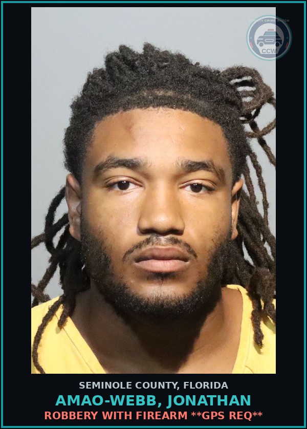 Booking mugshot of AMAO-WEBB, JONATHAN in Seminole County