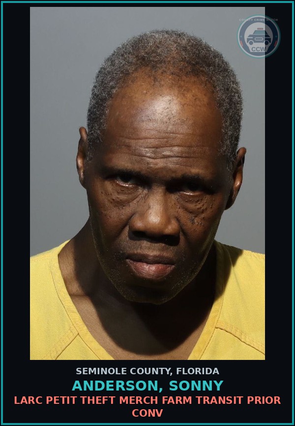 Booking mugshot of ANDERSON, SONNY in Seminole County
