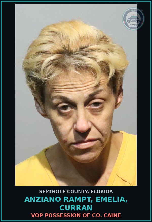 Booking mugshot of ANZIANO RAMPT, EMELIA, CURRAN in Seminole County
