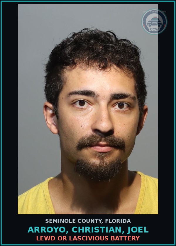 Booking mugshot of ARROYO, CHRISTIAN, JOEL in Seminole County
