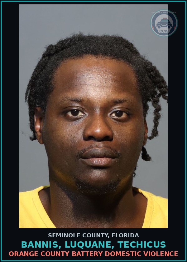 Booking mugshot of BANNIS, LUQUANE, TECHICUS in Seminole County