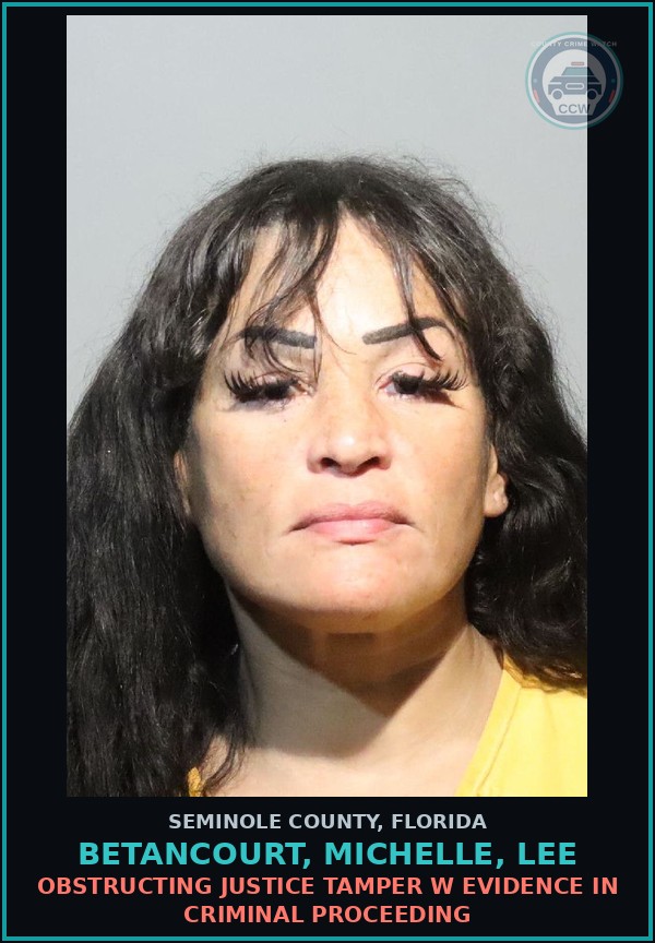 Booking mugshot of BETANCOURT, MICHELLE, LEE in Seminole County