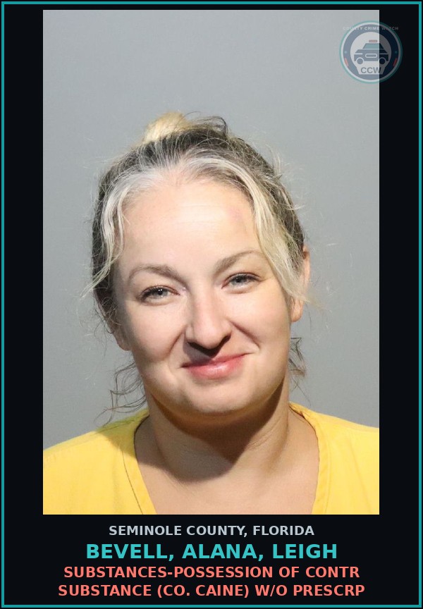 Booking mugshot of BEVELL, ALANA, LEIGH in Seminole County
