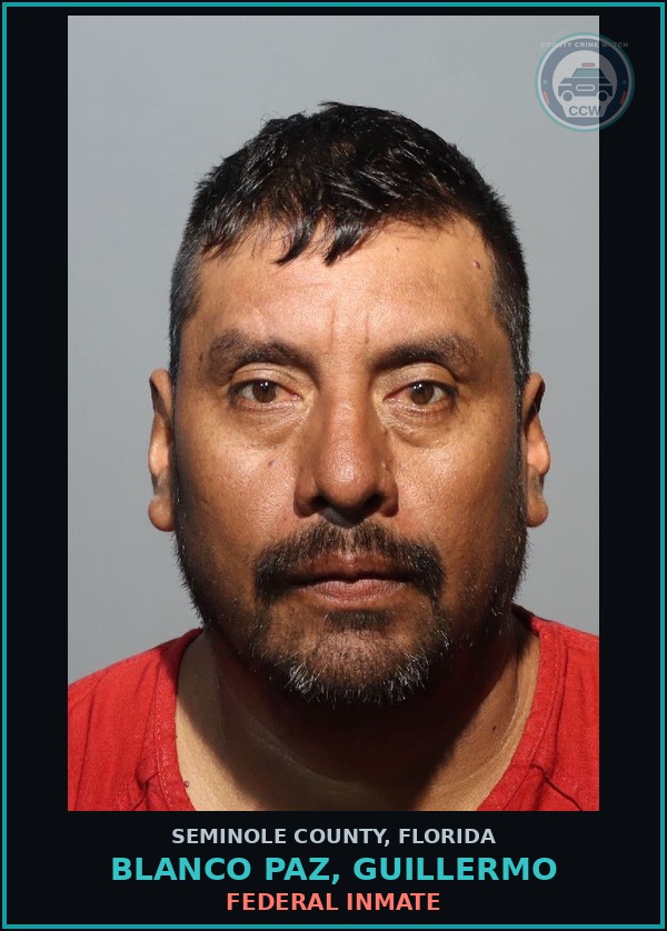 Booking mugshot of BLANCO PAZ, GUILLERMO in Seminole County