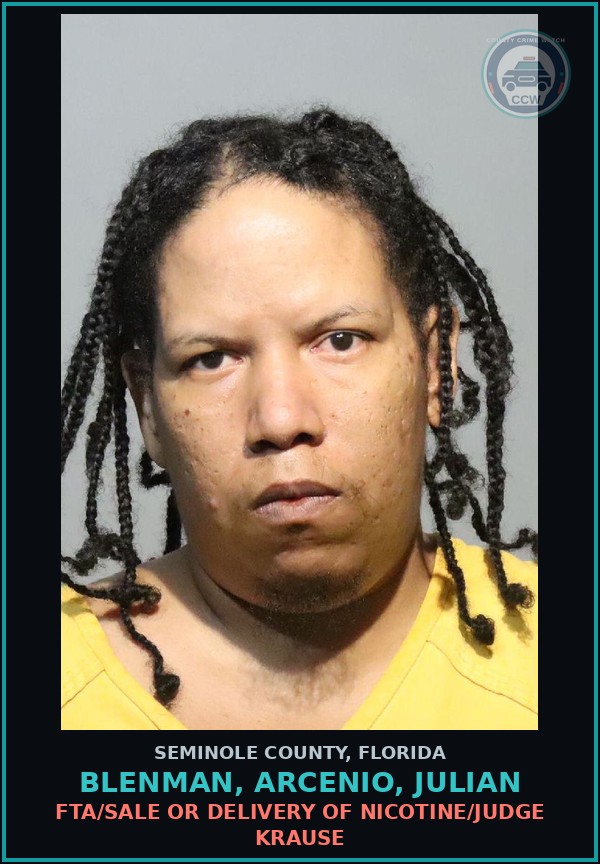 Booking mugshot of BLENMAN, ARCENIO, JULIAN in Seminole County