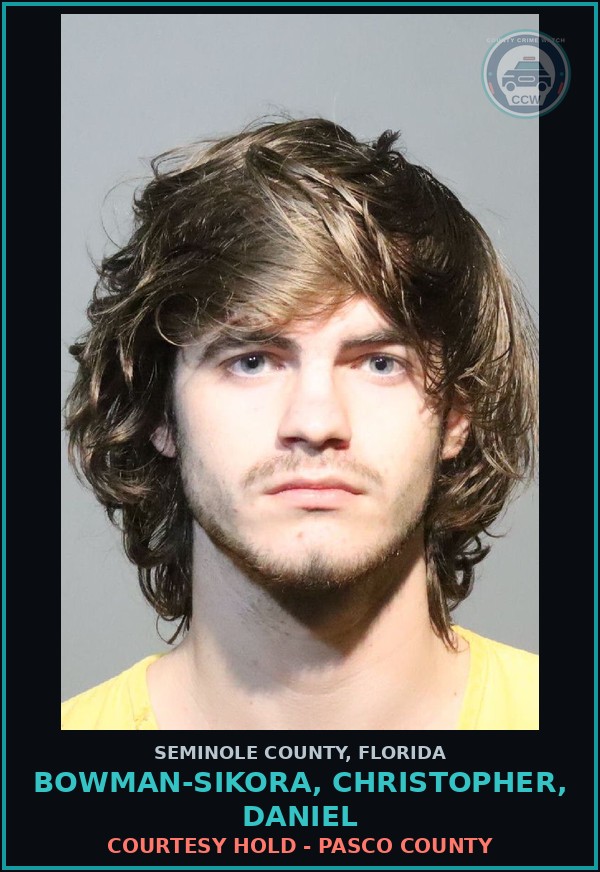 Booking mugshot of BOWMAN-SIKORA, CHRISTOPHER, DANIEL in Seminole County
