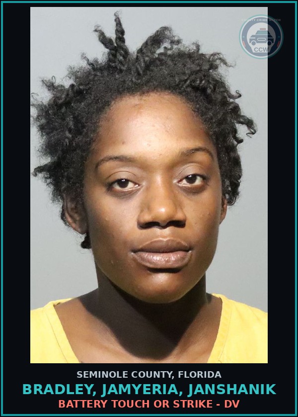 Booking mugshot of BRADLEY, JAMYERIA, JANSHANIK in Seminole County