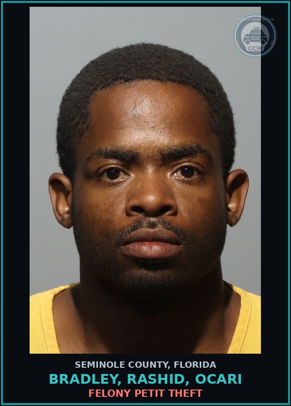 Booking mugshot of BRADLEY, RASHID, OCARI in Seminole County