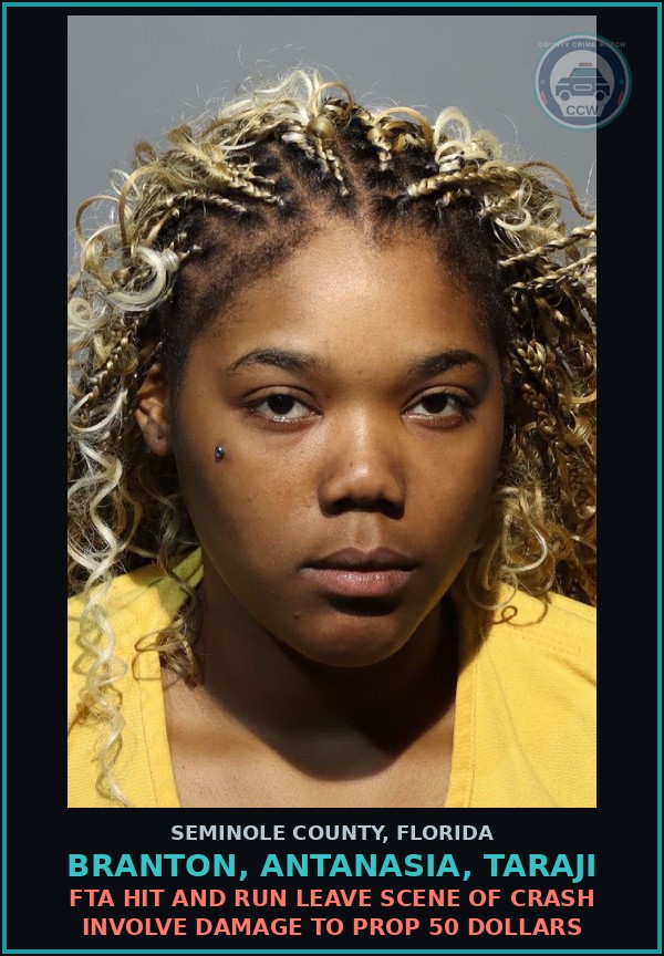 Booking mugshot of BRANTON, ANTANASIA, TARAJI in Seminole County