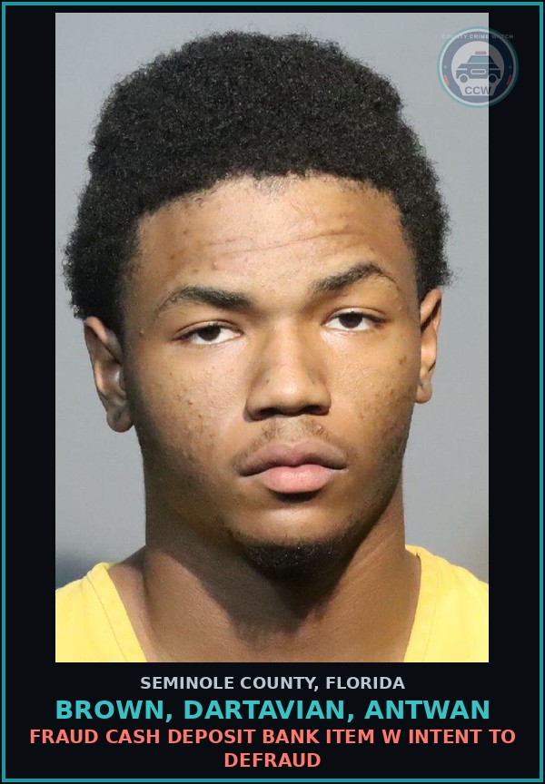 Booking mugshot of BROWN, DARTAVIAN, ANTWAN in Seminole County