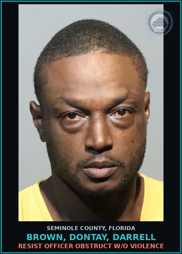 Booking mugshot of BROWN, DONTAY, DARRELL in Seminole County
