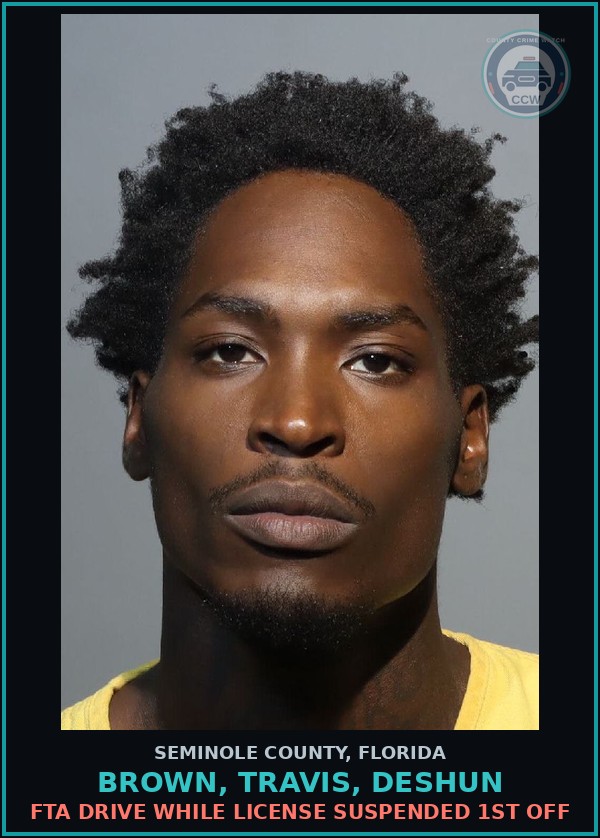Booking mugshot of BROWN, TRAVIS, DESHUN in Seminole County