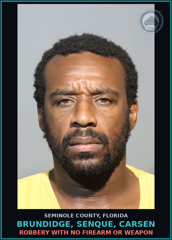 Booking mugshot of BRUNDIDGE, SENQUE, CARSEN in Seminole County