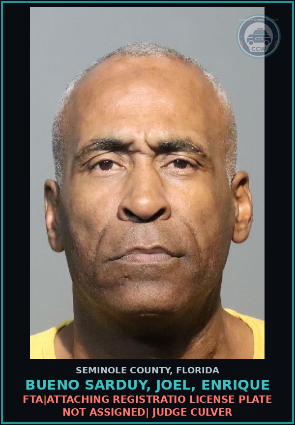 Booking mugshot of BUENO SARDUY, JOEL, ENRIQUE in Seminole County